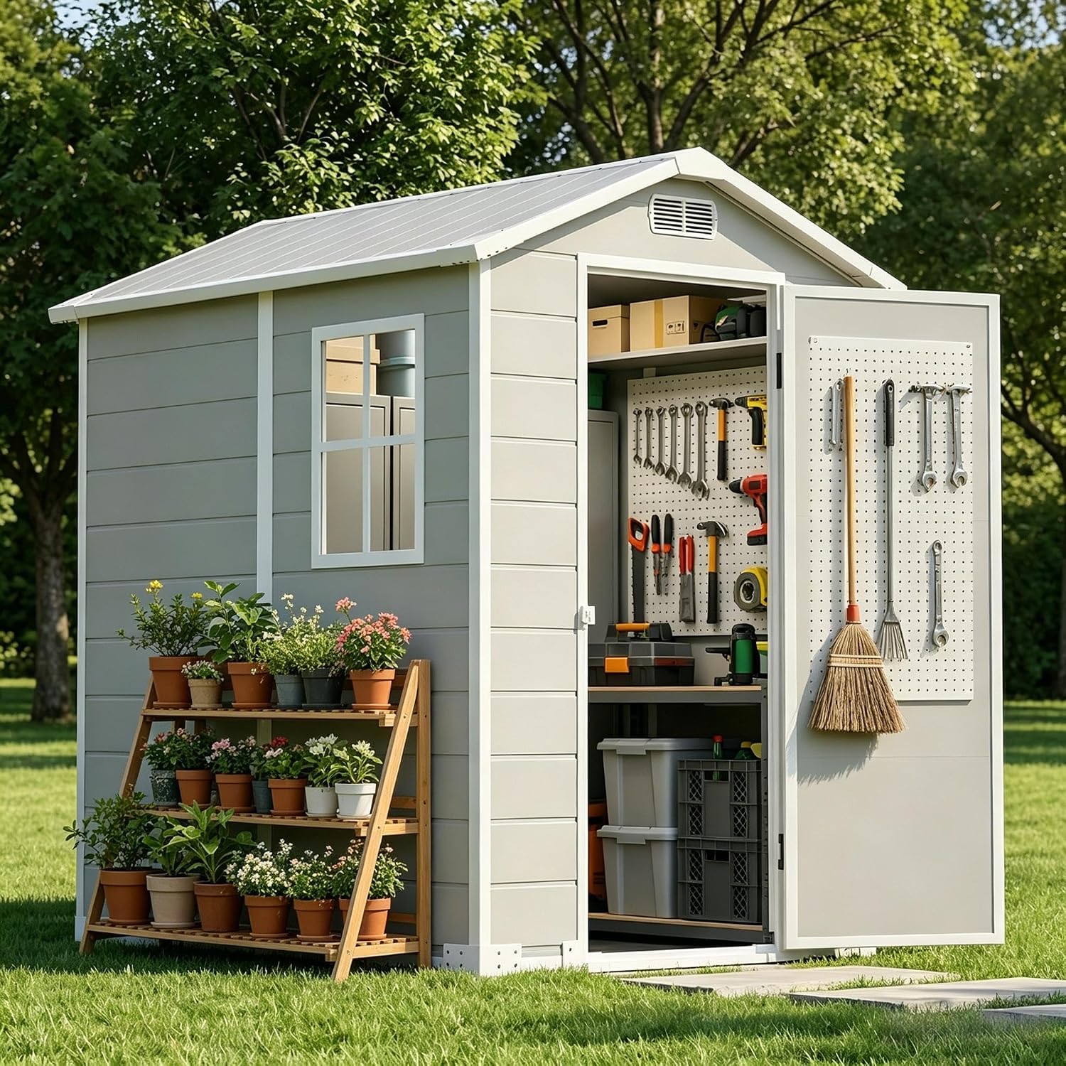 Gardening Tools Of - 4x6 FT Resin Outdoor Storage Shed