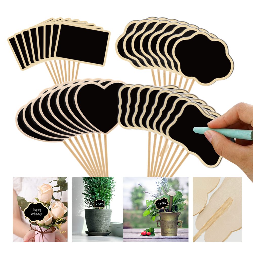 Garden Label Marker - 10PCS Wood Mini Chalkboard Sign with