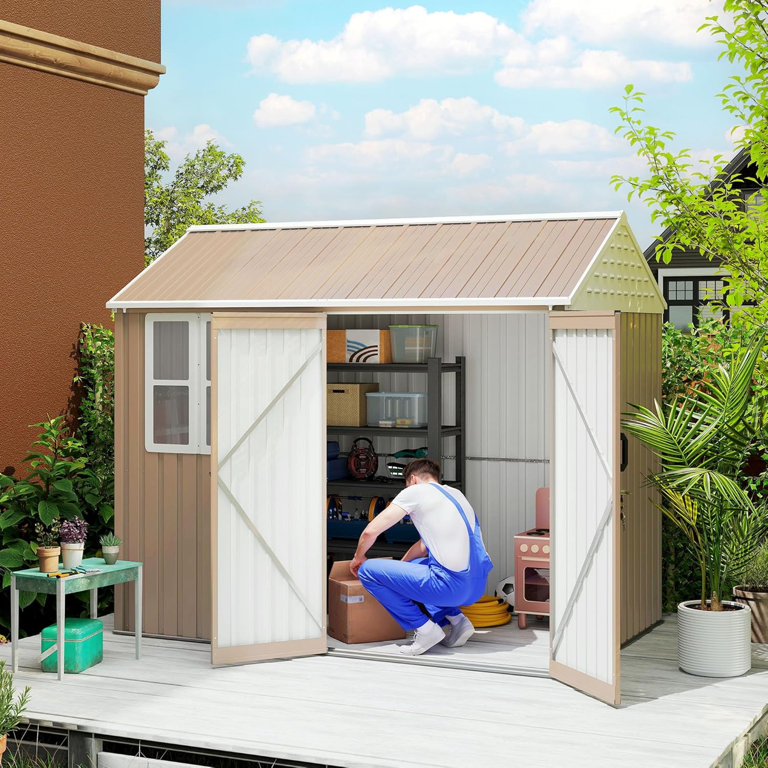 Gardening Tools Of - 8' x 6' Outdoor Storage Shed,