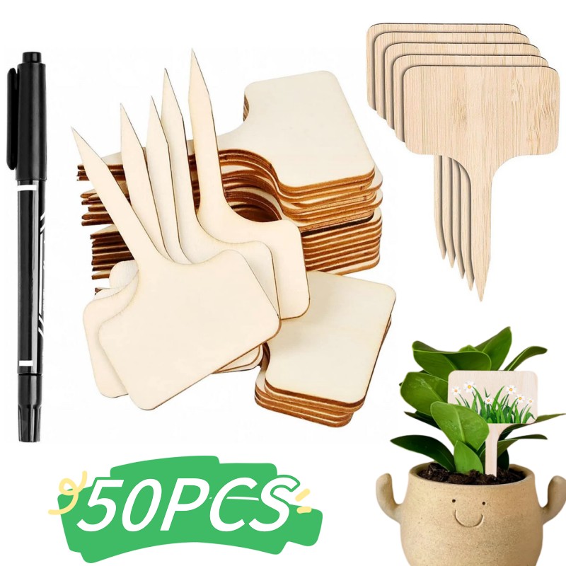 Garden Label Marker - T-Type Bamboo Plant Labels Eco-Friendly Wooden