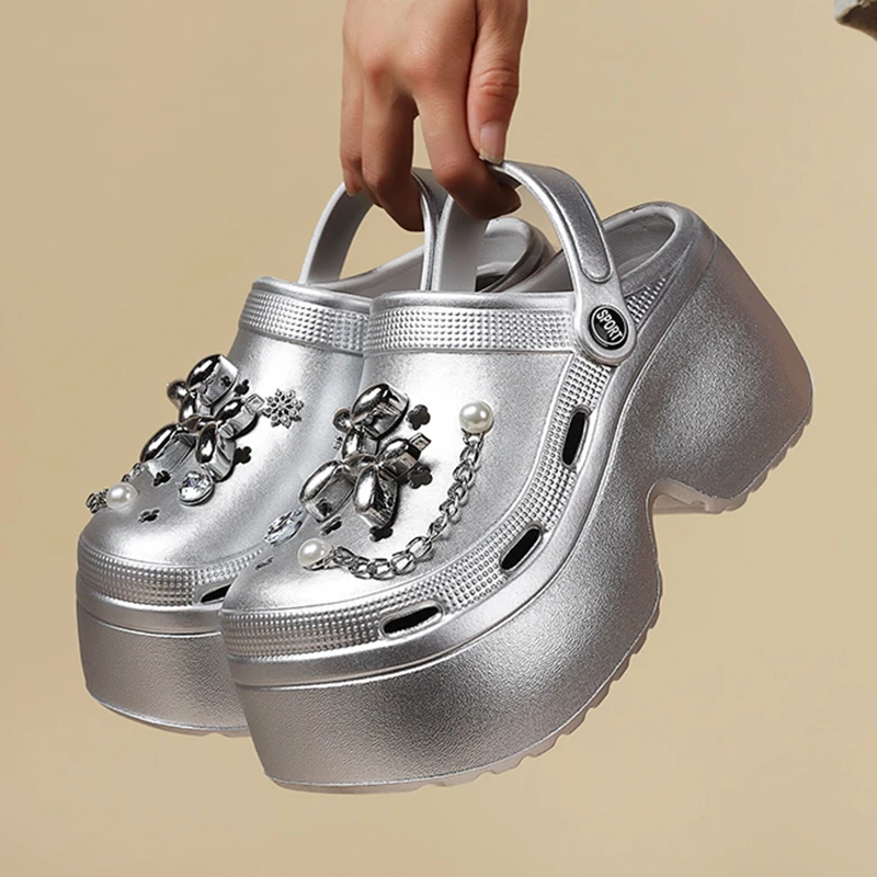 New Women's Silver Platform Cl – Gardening Tools Women Bewertung und Preis