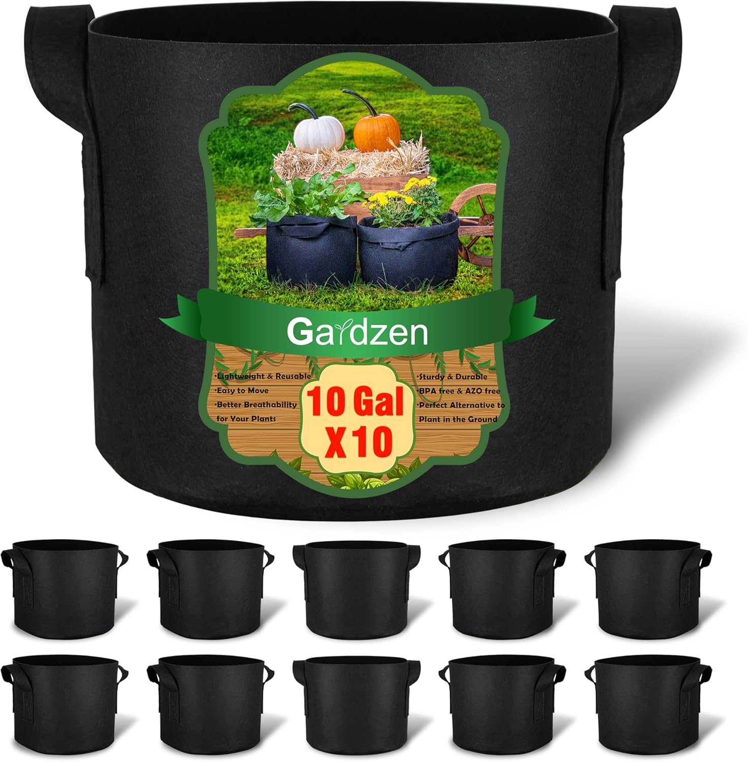 10-Pack 10 Gallon Grow Bags, 3 – Grow Bags Bewertung und Preis