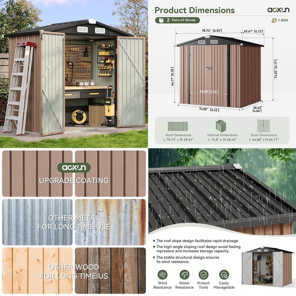6.2x4 FT Shed Outdoor Storage  – Gardening Tools Of Bewertung und Preis
