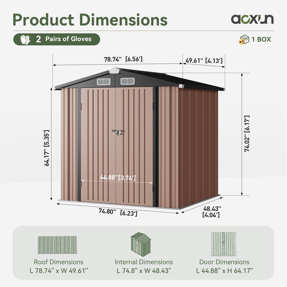 6.2x4 FT Shed Outdoor Storage  – Gardening Tools Of Bewertung und Preis