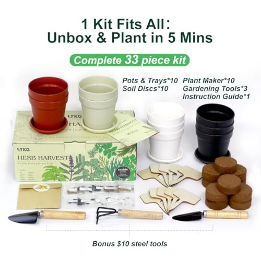 10 Indoor Herb Garden Kit 33pc – Gardening Tools Unique Bewertung und Preis